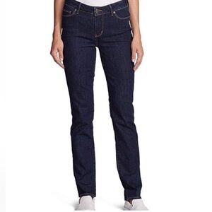 NEW EDDIE BAUER Dark Blue Women’s Curvy High Rise Slim Straight Jeans size 16